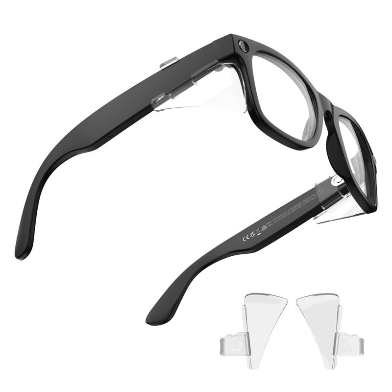 HiBloks Safety Glasses Side Shields for Ray-Ban Meta Wayfarer/Skyler/Headliner (Gen 2) & Oakley Meta HSTN Smart Glasses Accessories, Lightweight, Comfort and Don't Affect Charging (Transparent)